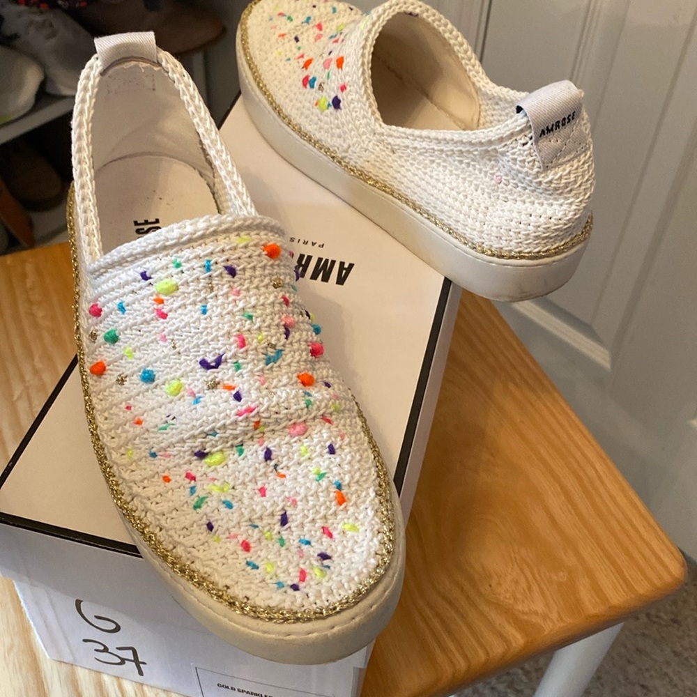 Amrose Paris “gold sparkles” sneakers size 7
